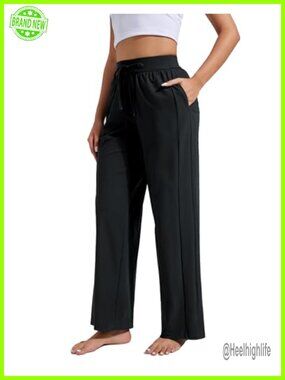 Lightweight Drapey Wide Leg UPF 50+ Pants for Women 30" Flowy High Waisted